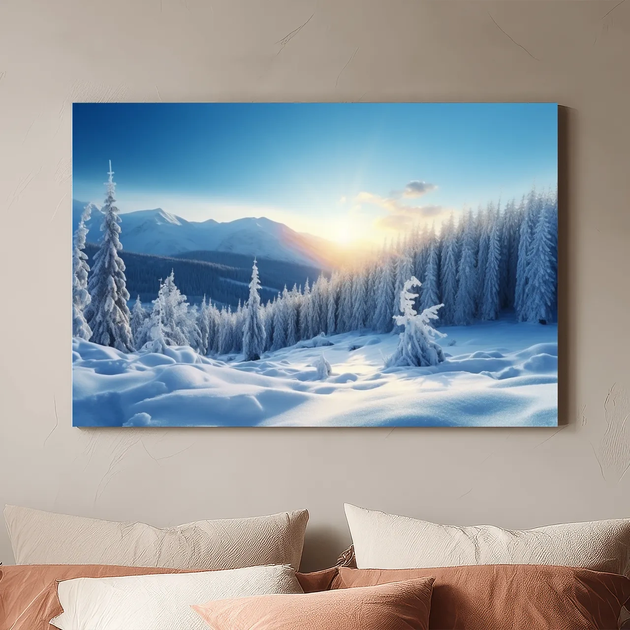 Snowy Alpine Forest Sunrise - Winter Nature Photographic Wall Art