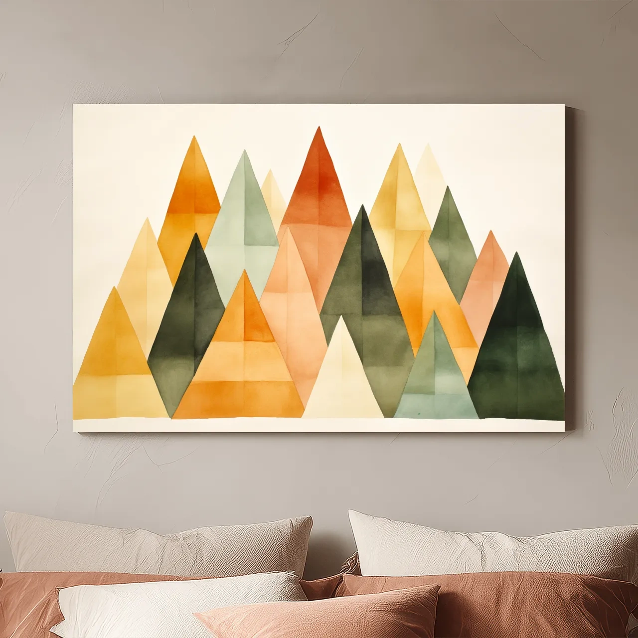 Geometric Watercolor Mountains - Modern Scandi Minimalist Wall Art