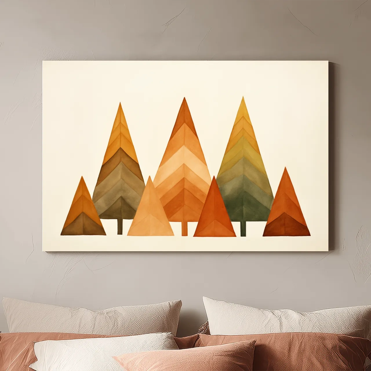 Minimalist Watercolor Pine Tree Forest - Scandinavian Geometric Nature Wall Art