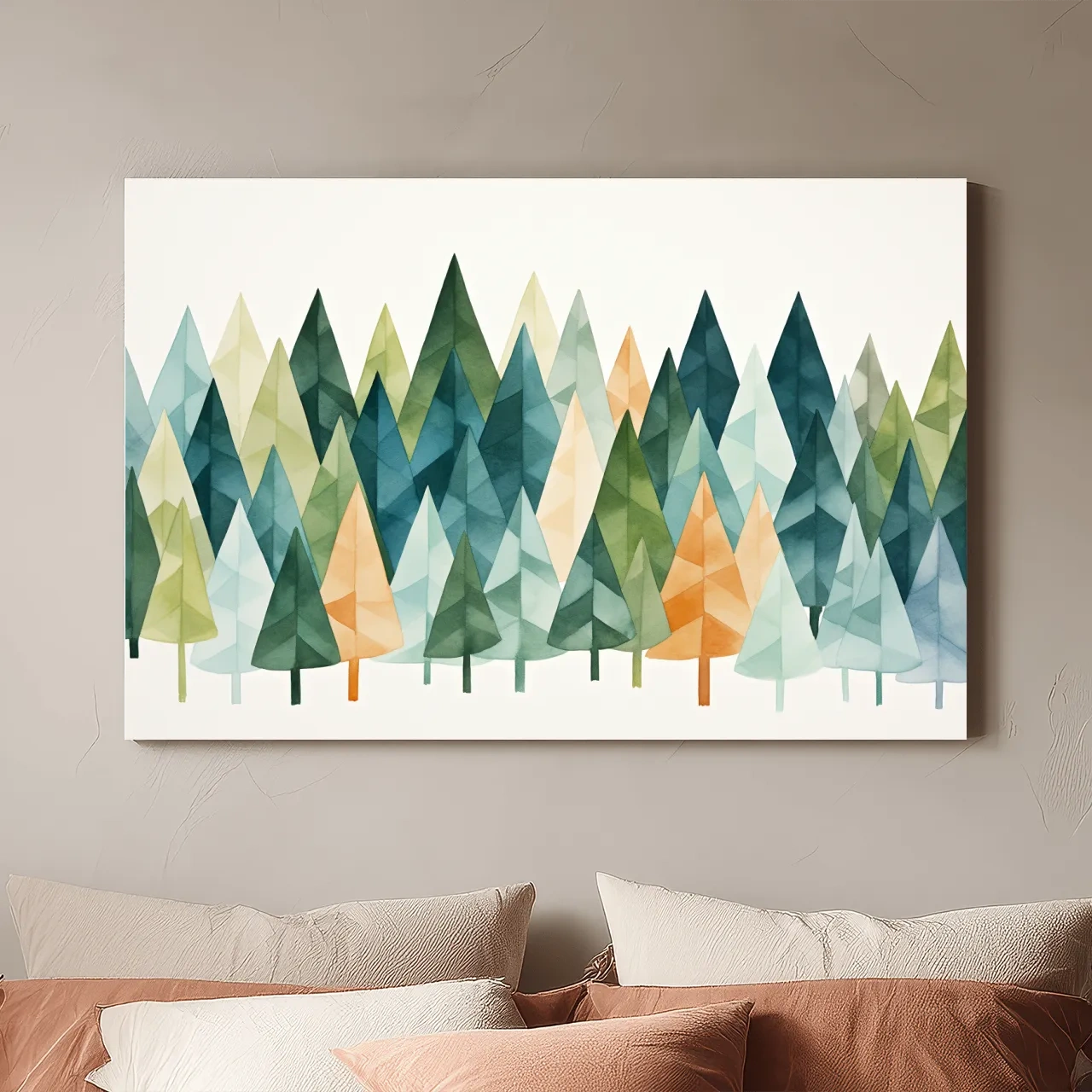 Watercolor Pine Forest Landscape - Modern Scandinavian Wall Art