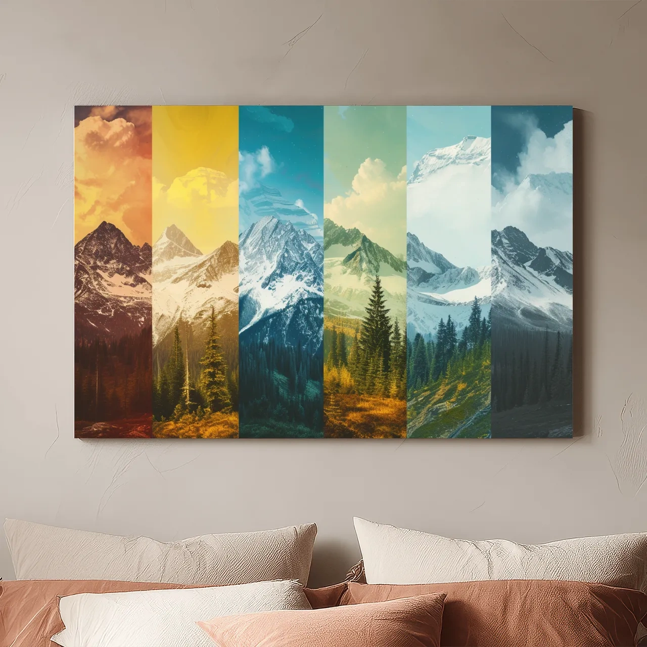 Colorful Mountain Peaks Collage - Modern Alpine Glacier Wall Art