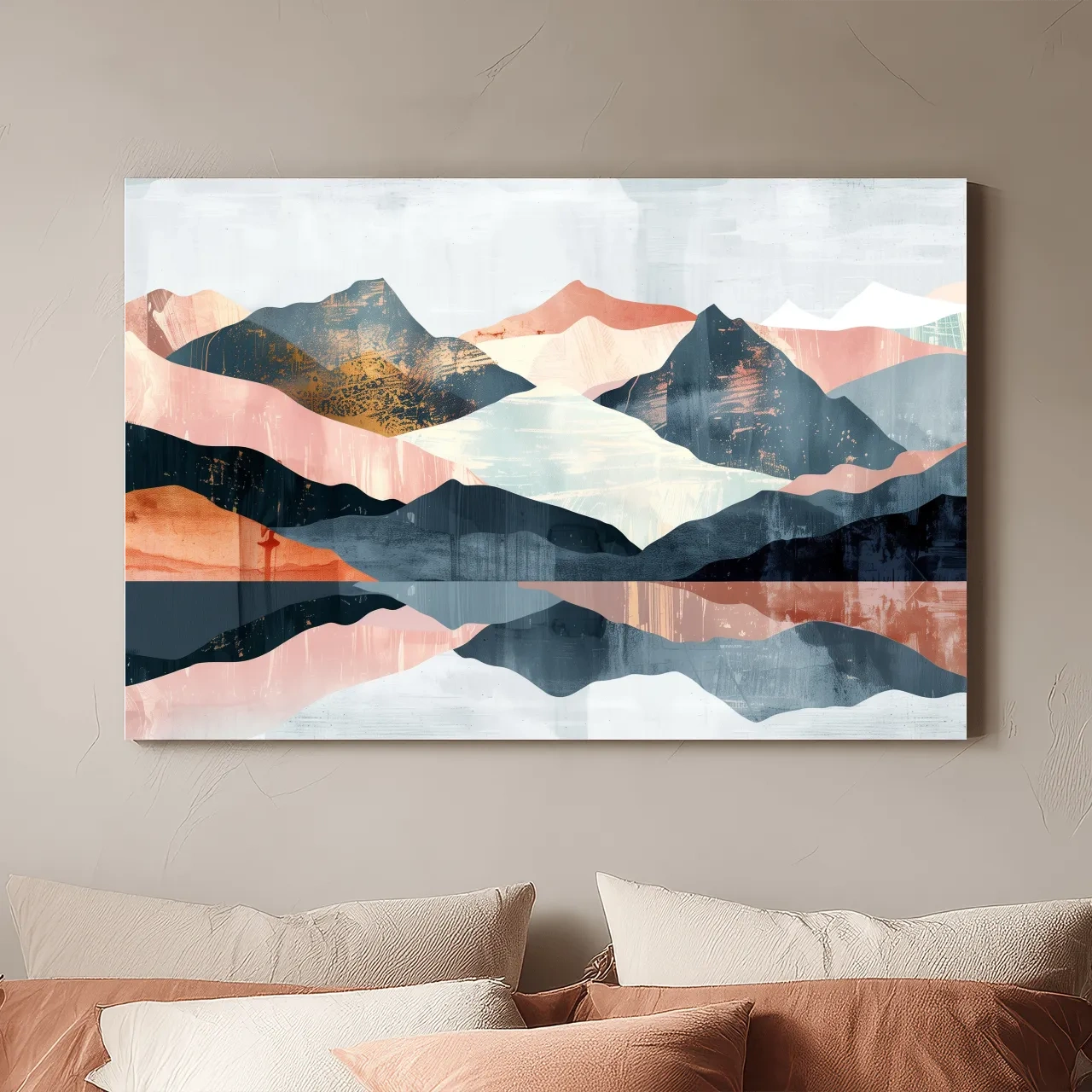 Abstract Pastel Mountain Peaks - Modern Landscape Wall Art