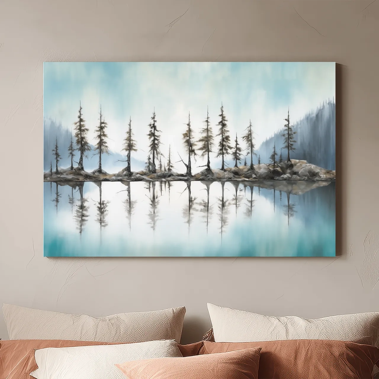 Minimalist Pine Tree Torqouise Alpine Lake Reflection - Pacific Northwest Wall Art