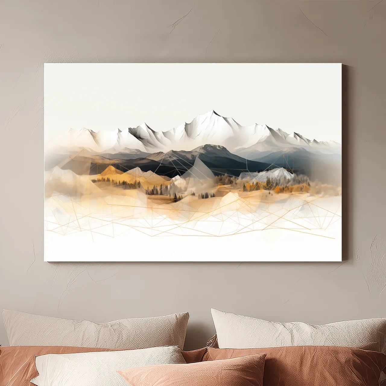 Geometric Mountain Range Forest Landscape - Modern Abstract Wall Art