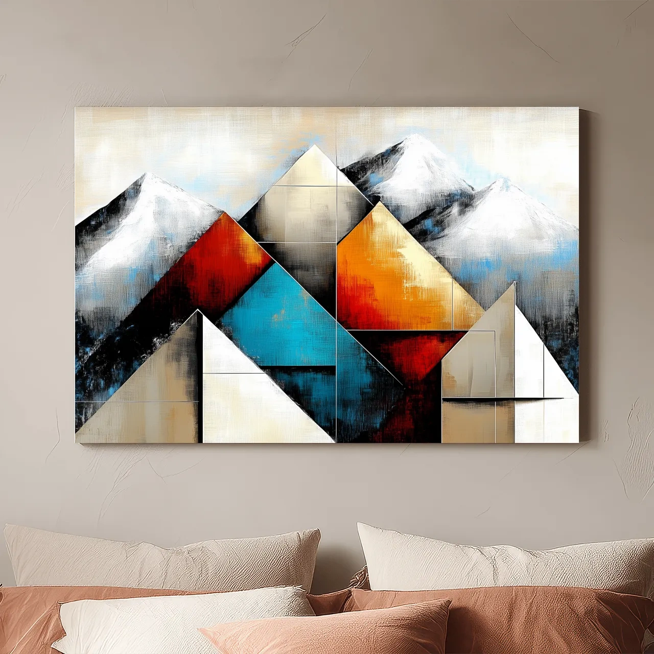 Geometric Abstract Mountain Glacier Painting - Modern Textured Style Wall Art
