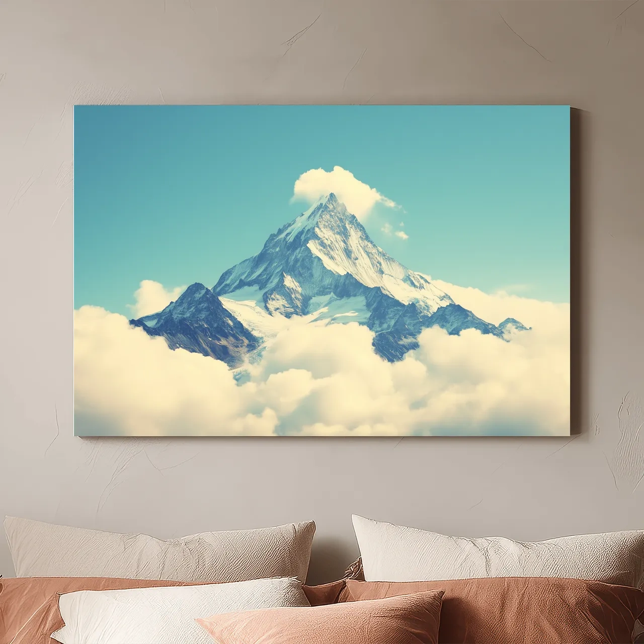 Snowy Alpine Peak Above Clouds - Serene Mountain Wall Art