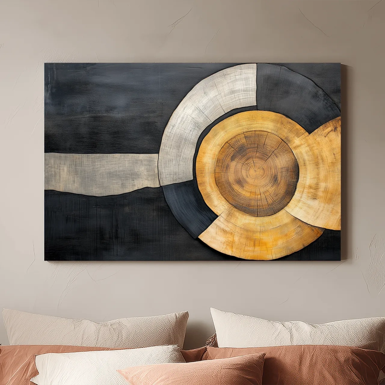 Textured Abstract Wood Grain Circles - Modern Rustic Geometric Wall Art