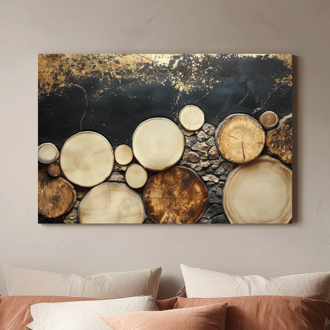 Rustic Wood & Stone Texture - Modern Farmhouse Wall Art