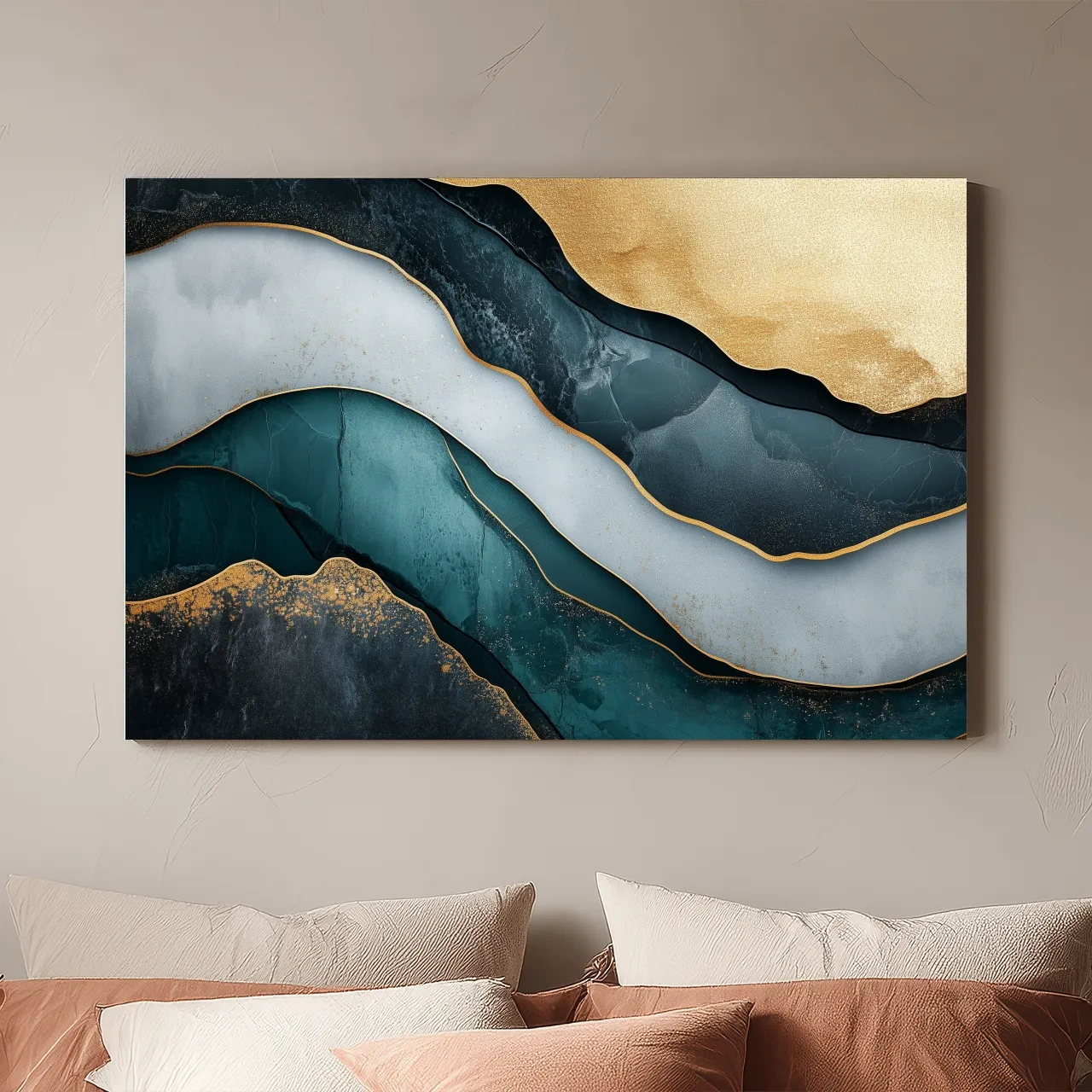 Elegant Gold Abstract Layers - Modern Marble Texture Wall Art