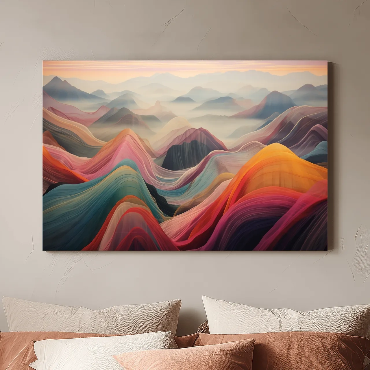 Vibrant Abstract Layered Mountain Ranges - Colorful Topographic Landscape Wall Art