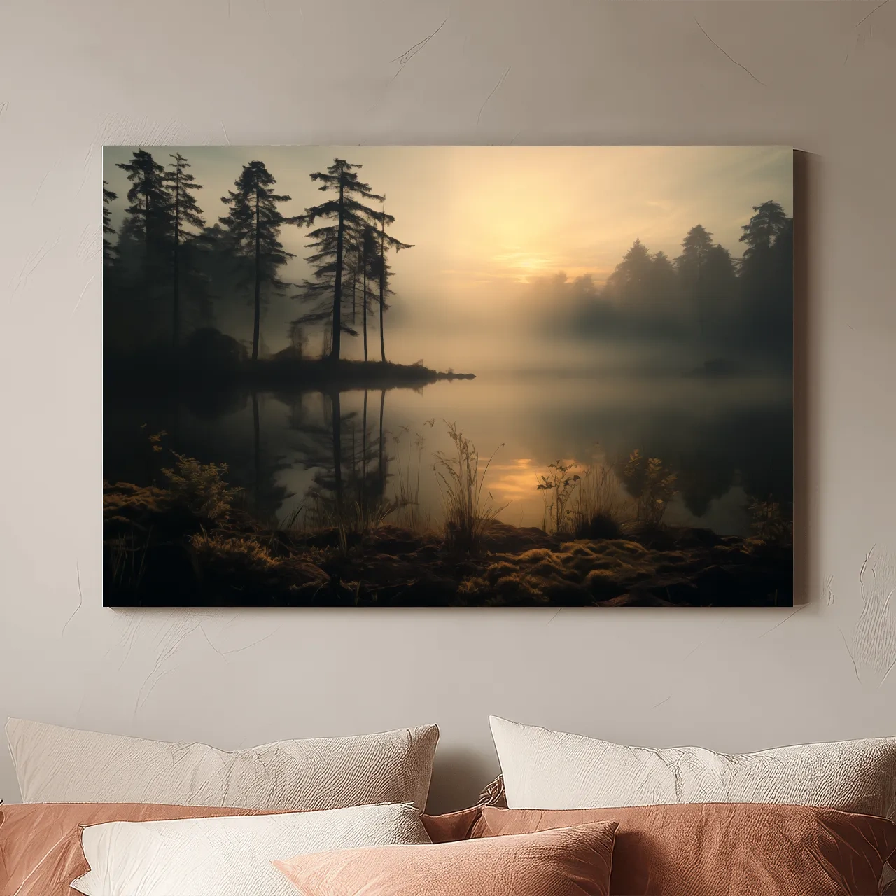 Nature Photography Wall Art - Misty Lake Sunrise & Forest