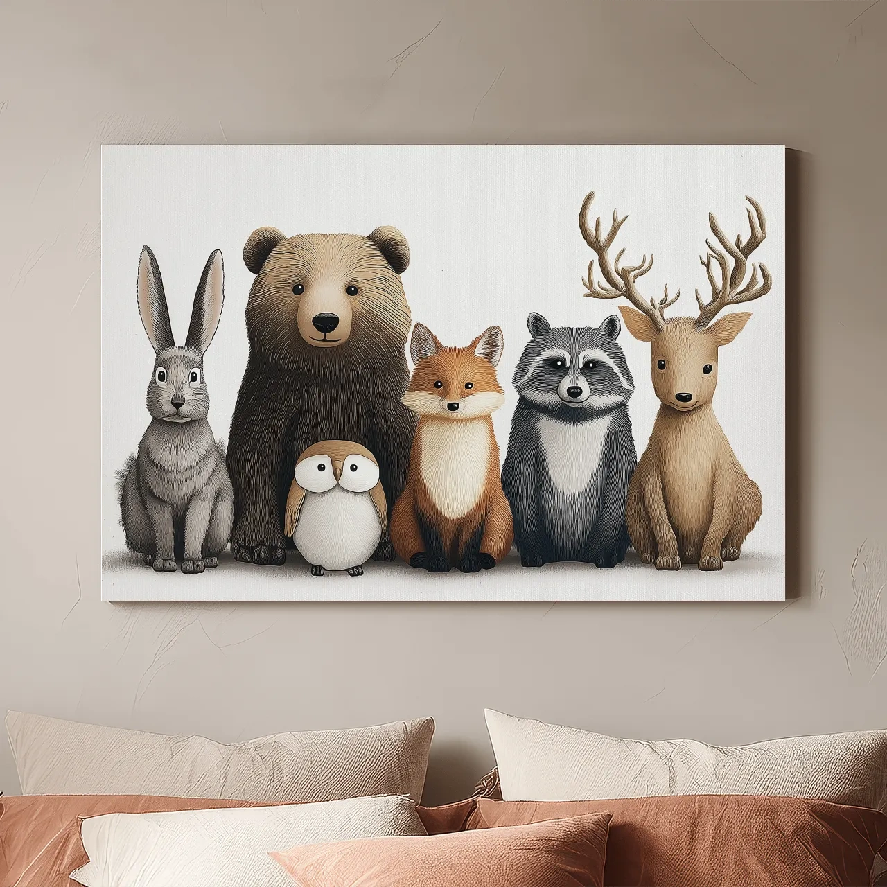 Cute Woodland Animal Art Illustration - Nursery Wildlife Wall Art - Childrens Room Decor