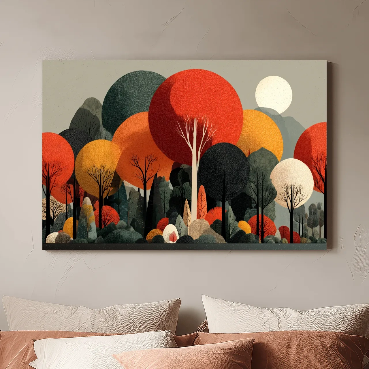 Abstract Autumn Forest Trees Canvas Art - Modern Scandinavian Wall Art