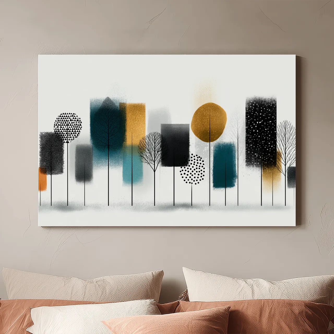 Abstract Minimalist Forest Grove Silhouettes - Modern Scandinavian Geometric Wall Art