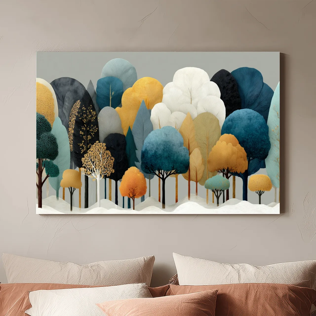 Scandinavian Winter Forest Trees Illustration - Modern Boho Nature Wall Art