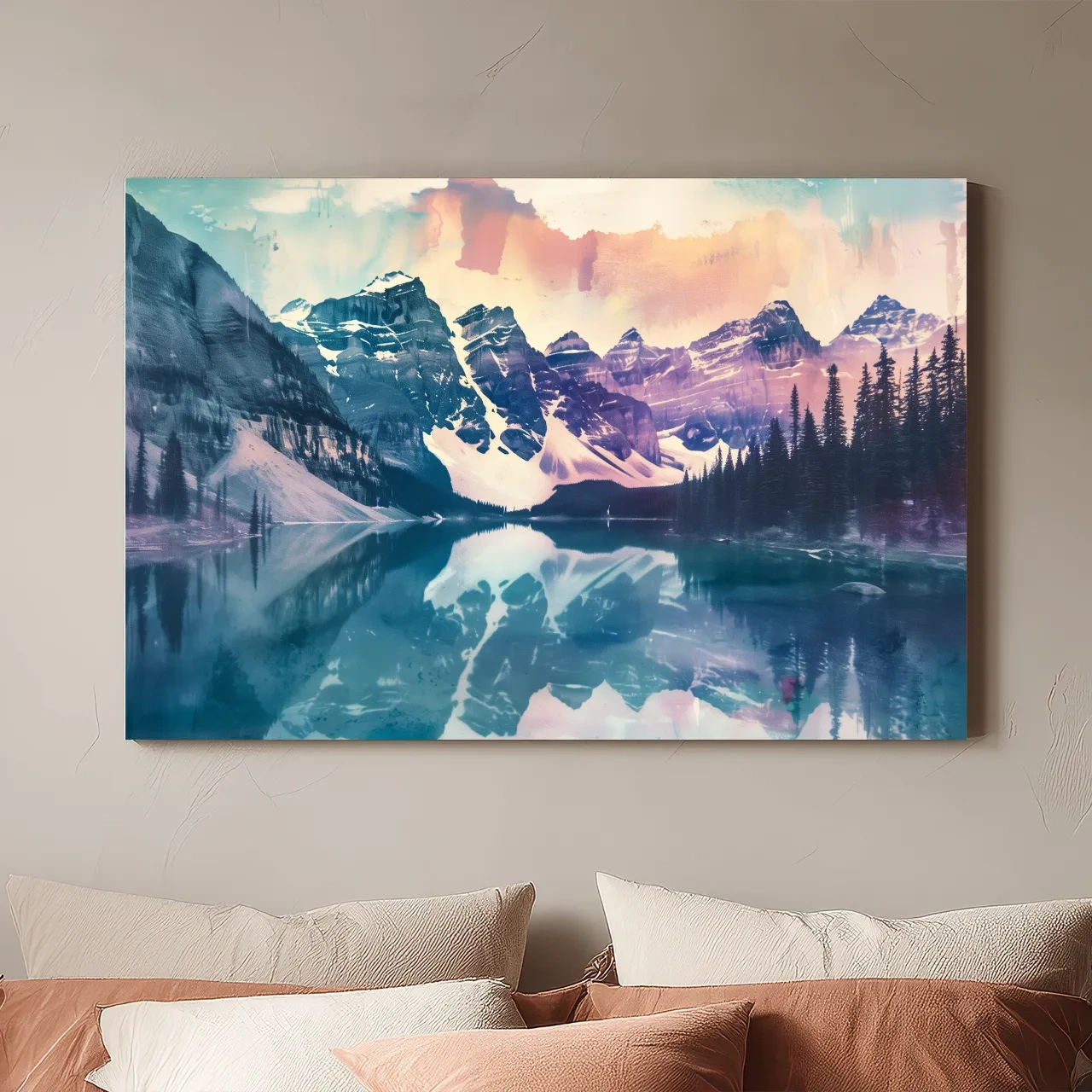 Valley of the Ten Peaks Watercolor Painting - Moraine Lake Banff Wall Art