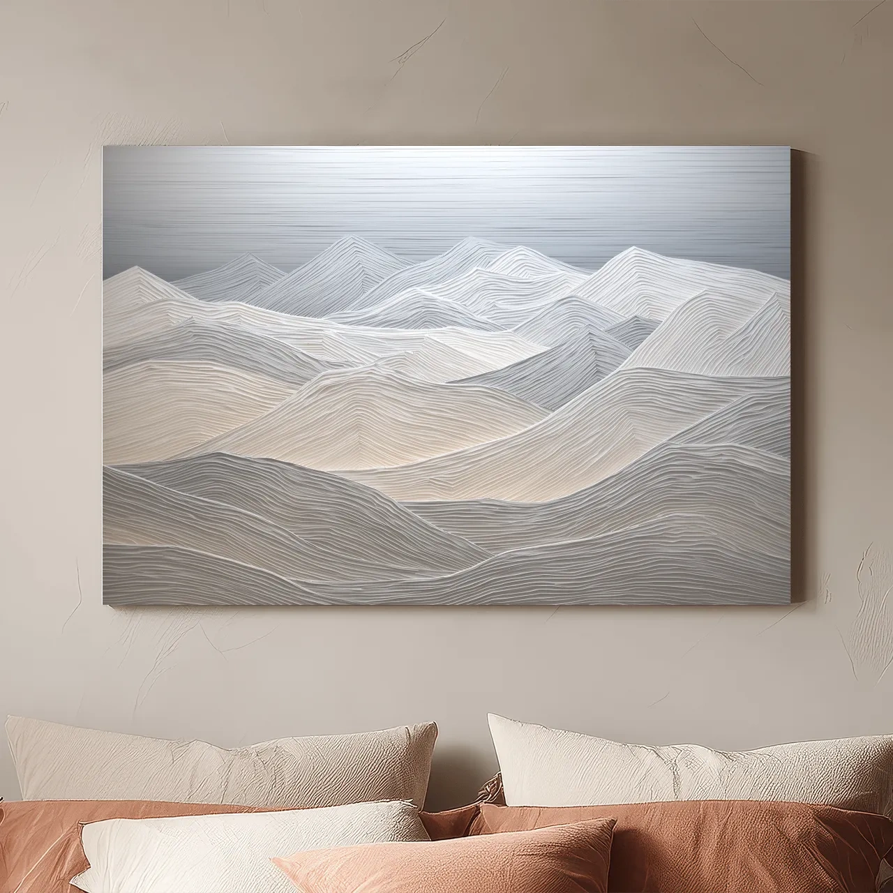 Minimalist Topographic Mountain Ridges - 3D Painting Effect Wall Art