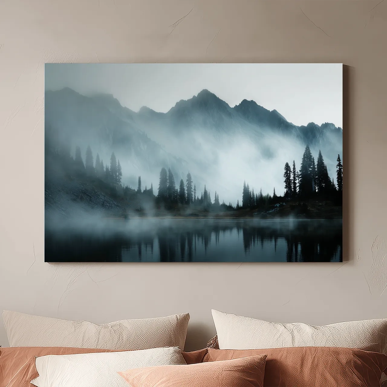 Moody Misty Mountain Lake Photography - Atmospheric Alpine Forest Wall Art