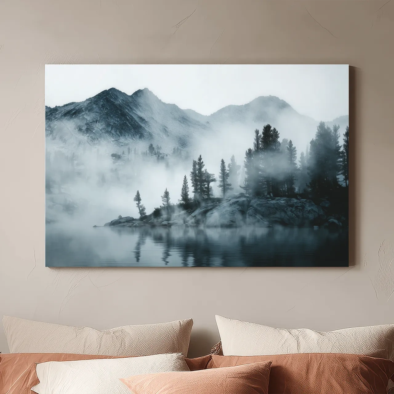 Frosty Alpine Mountain Lake Photography - Black & White Landscape Wall Art