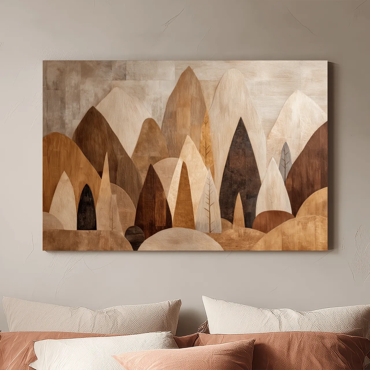 Earthy Abstract Boho Mountains - Modern Minimalist Forest Wall Art