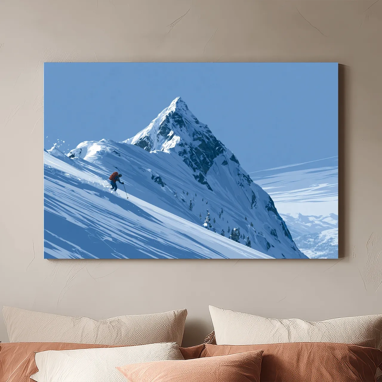 Epic Backcountry Skier On Snowy Peak - Alpine Mountain Winter Wall Art