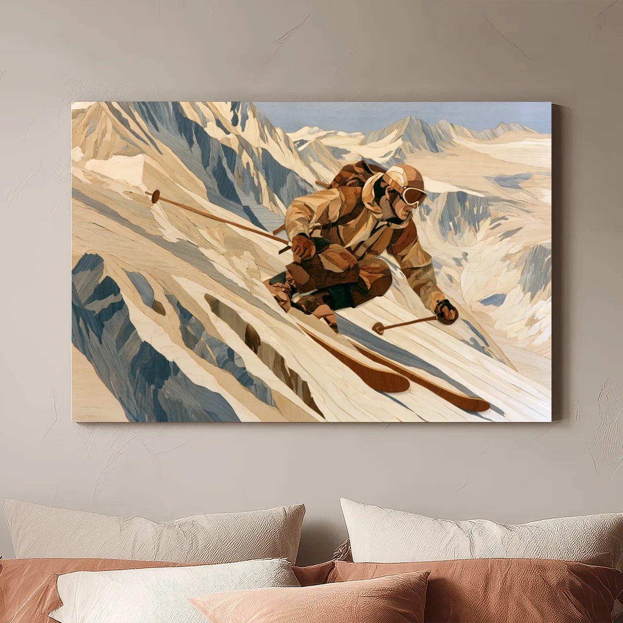 Dynamic Backcountry Skier Alpine Descent - Adventure Winter Sports Wall Art