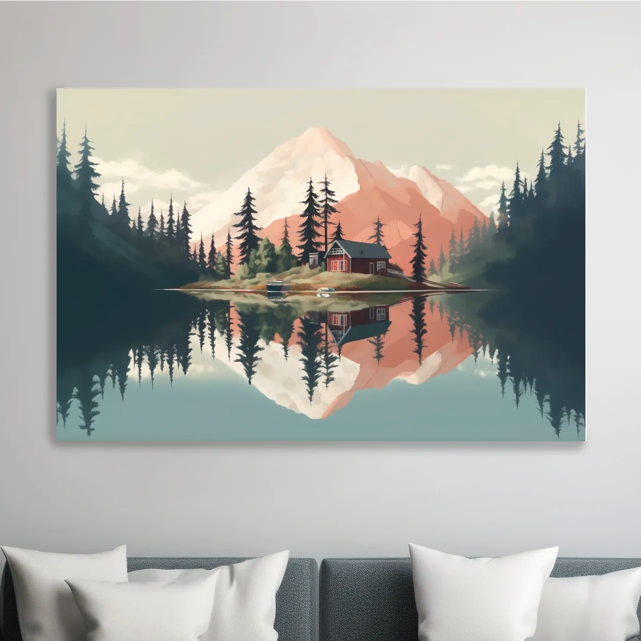 Minimal art of a cabin in the alpine