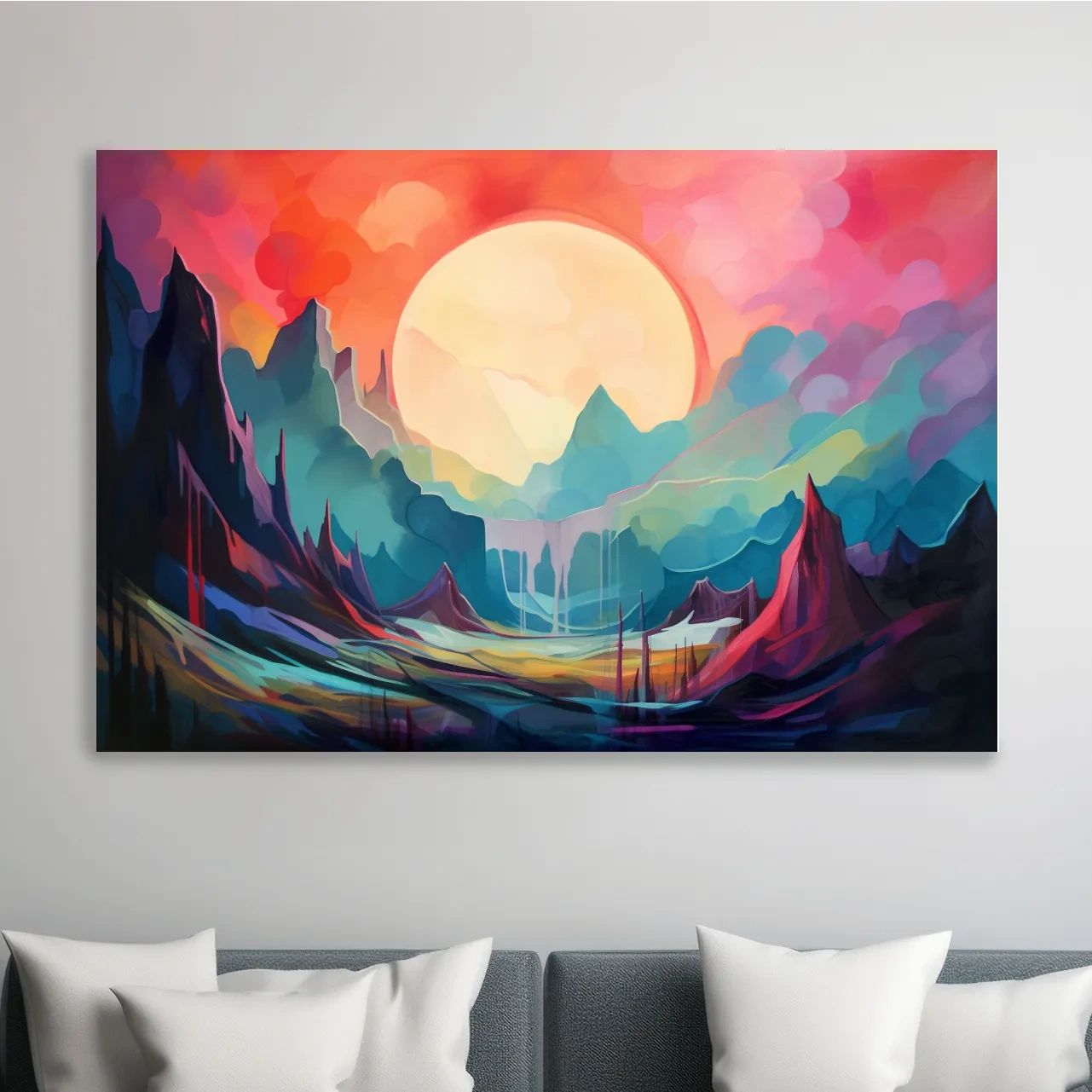 Abstract mountain oil painting wall art