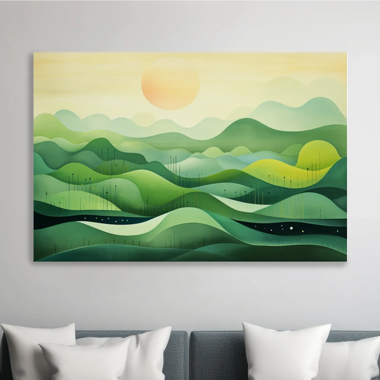 Illustration of rolling green hills