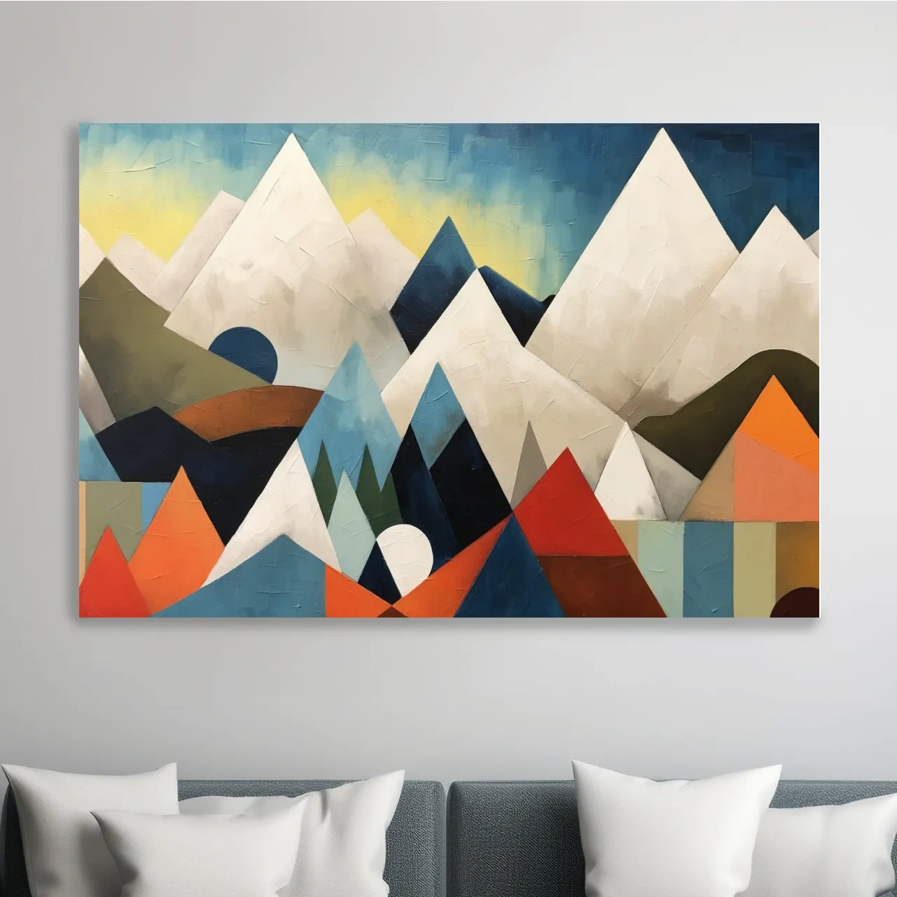 Abstract suprematism mountain painting