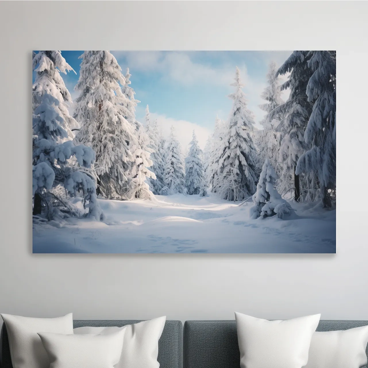 Serene Snowy Pine Forest Photography - Winter Wonderland Nature Wall Art