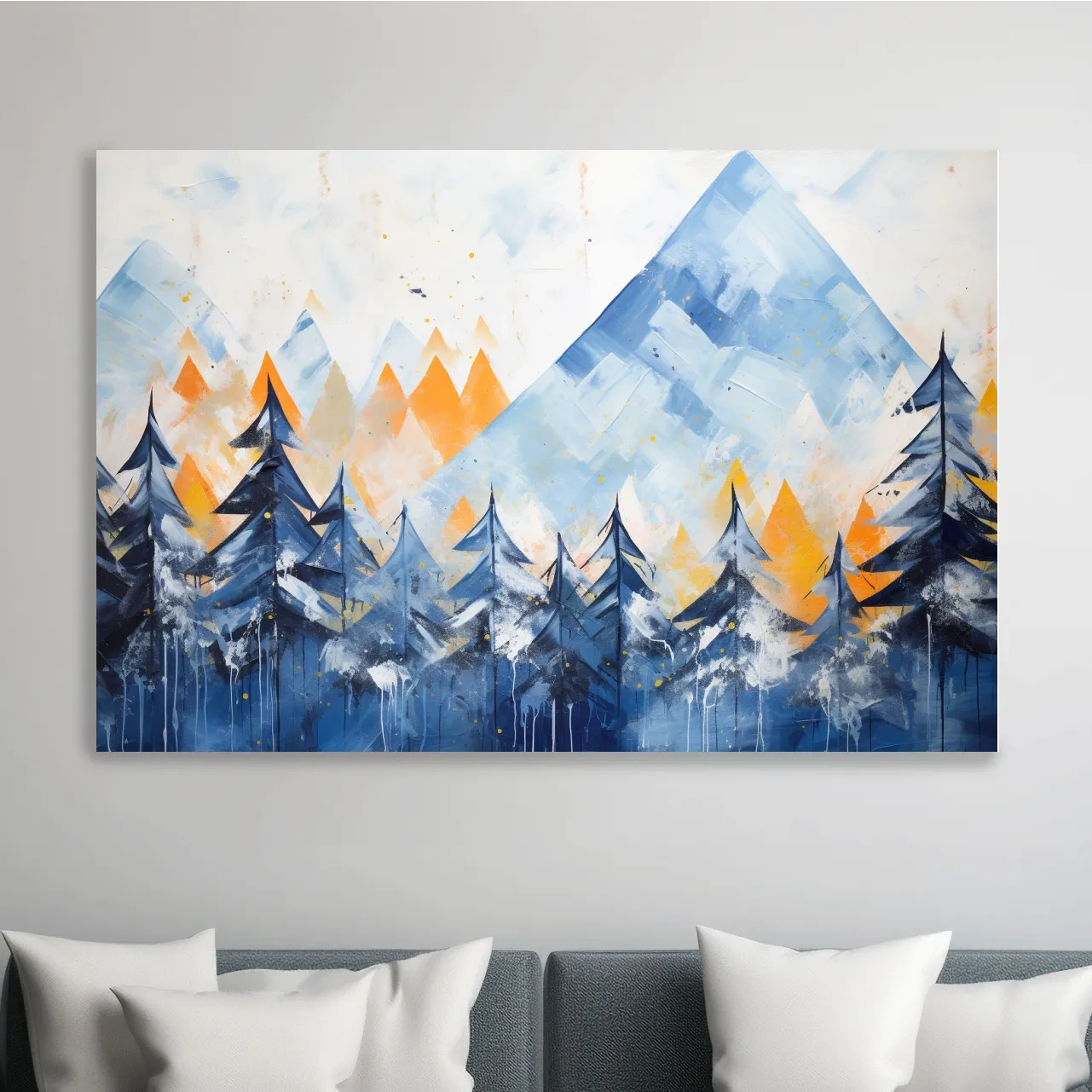 Abstract Alpine Mountain Peaks - Watercolor Forest Wall Art