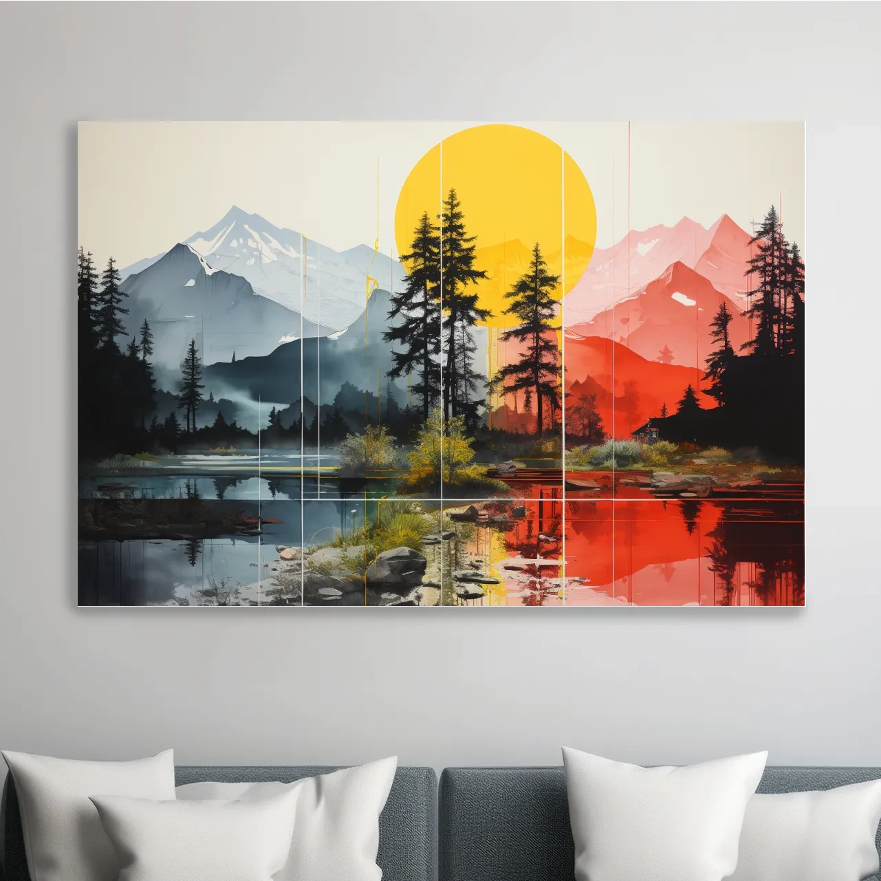 Alpine sunset watercolour painting artwork