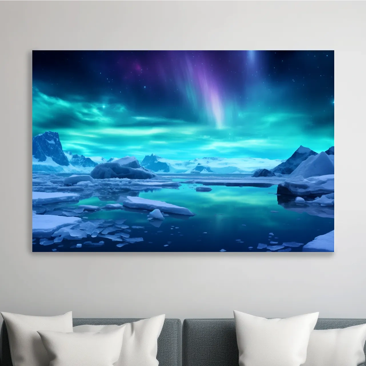 Northern lights over the antarctic ice, photographic wall art