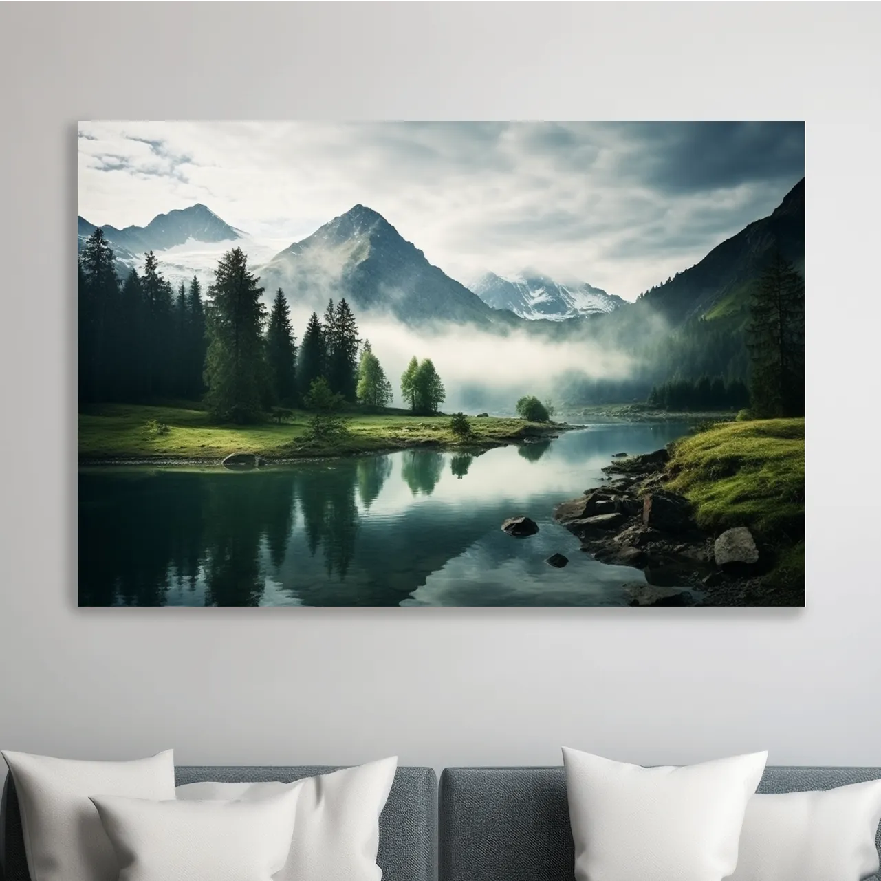 Photographic art, morning mountain mist