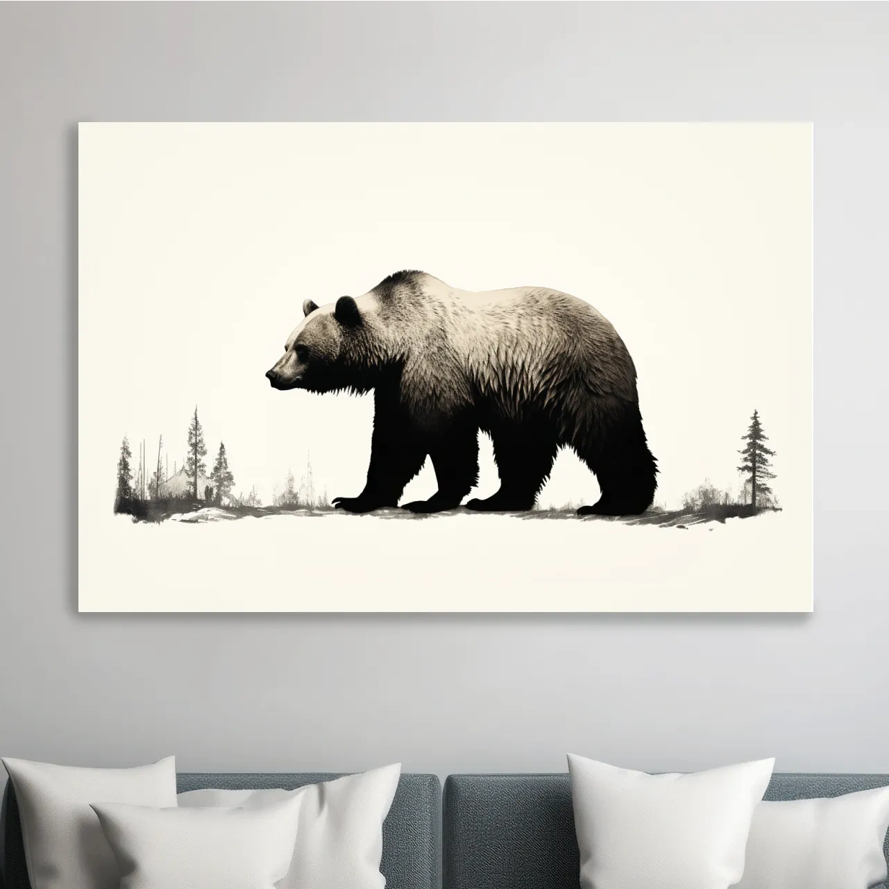 Minimal illustration art of a grizzly bear silhouette