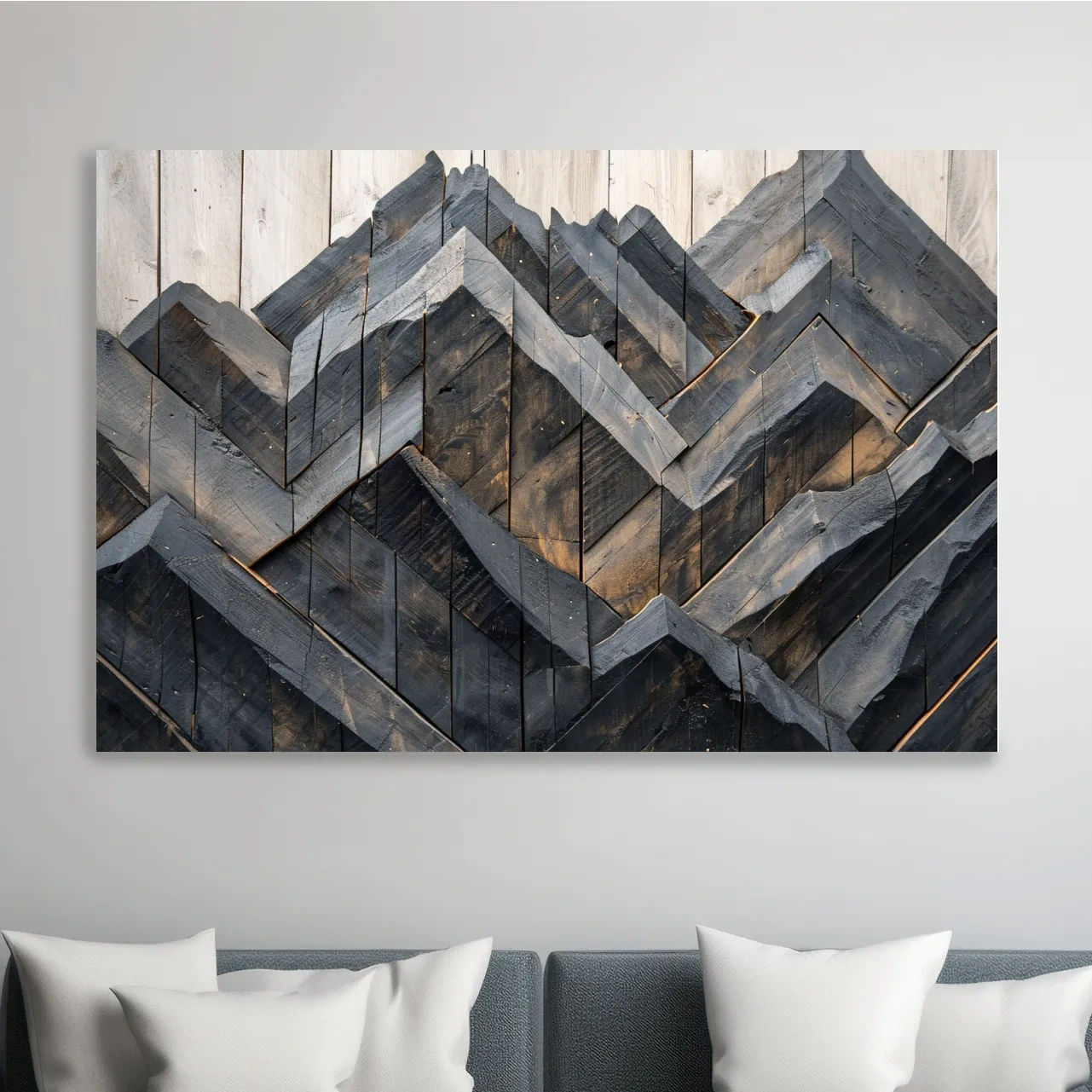 Rustic mountain art, wooden pallets effect