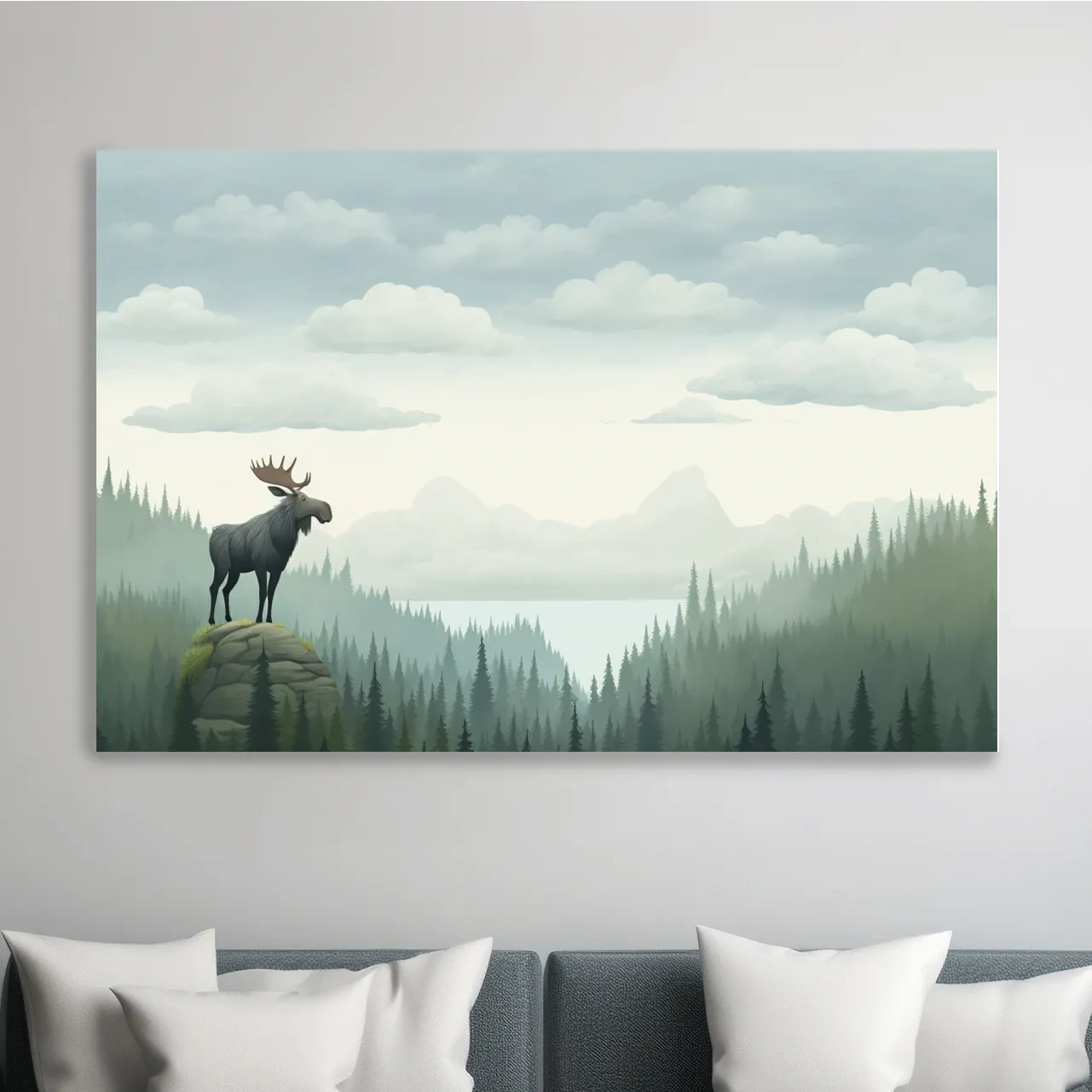 Childrens illustration of a majestic moose, nursery wall art