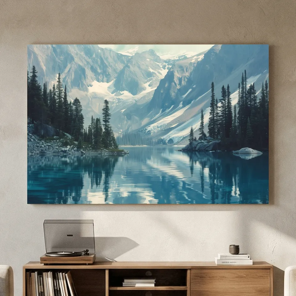 Rocky Mountains Turquoise Alpine Lake Reflection Photography - Pacific Northwest Mountain Wall Art