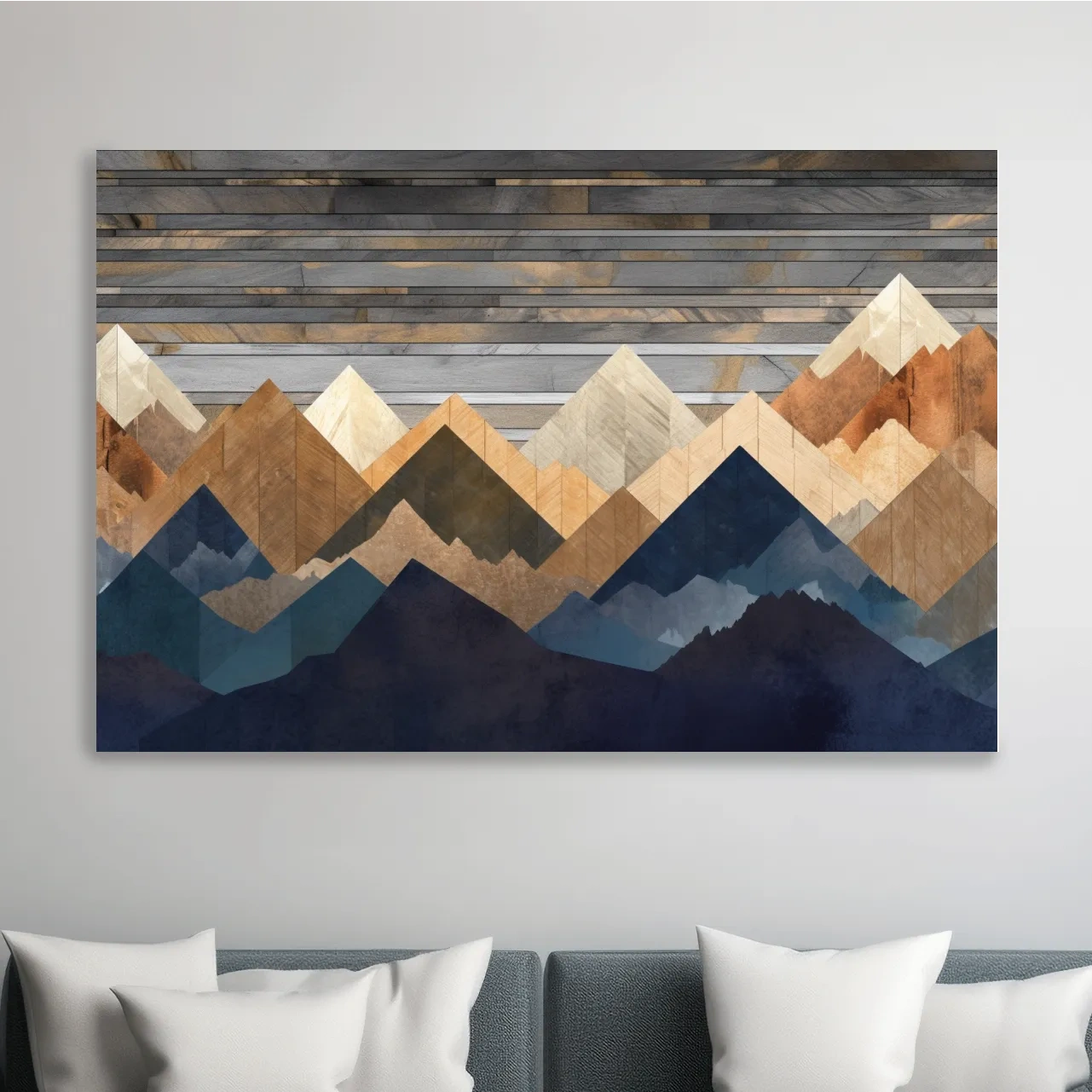 Printed wooden panel mountain art