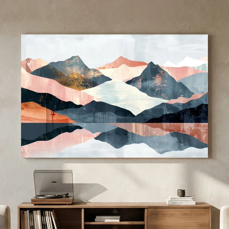Abstract Pastel Mountain Peaks - Modern Landscape Wall Art