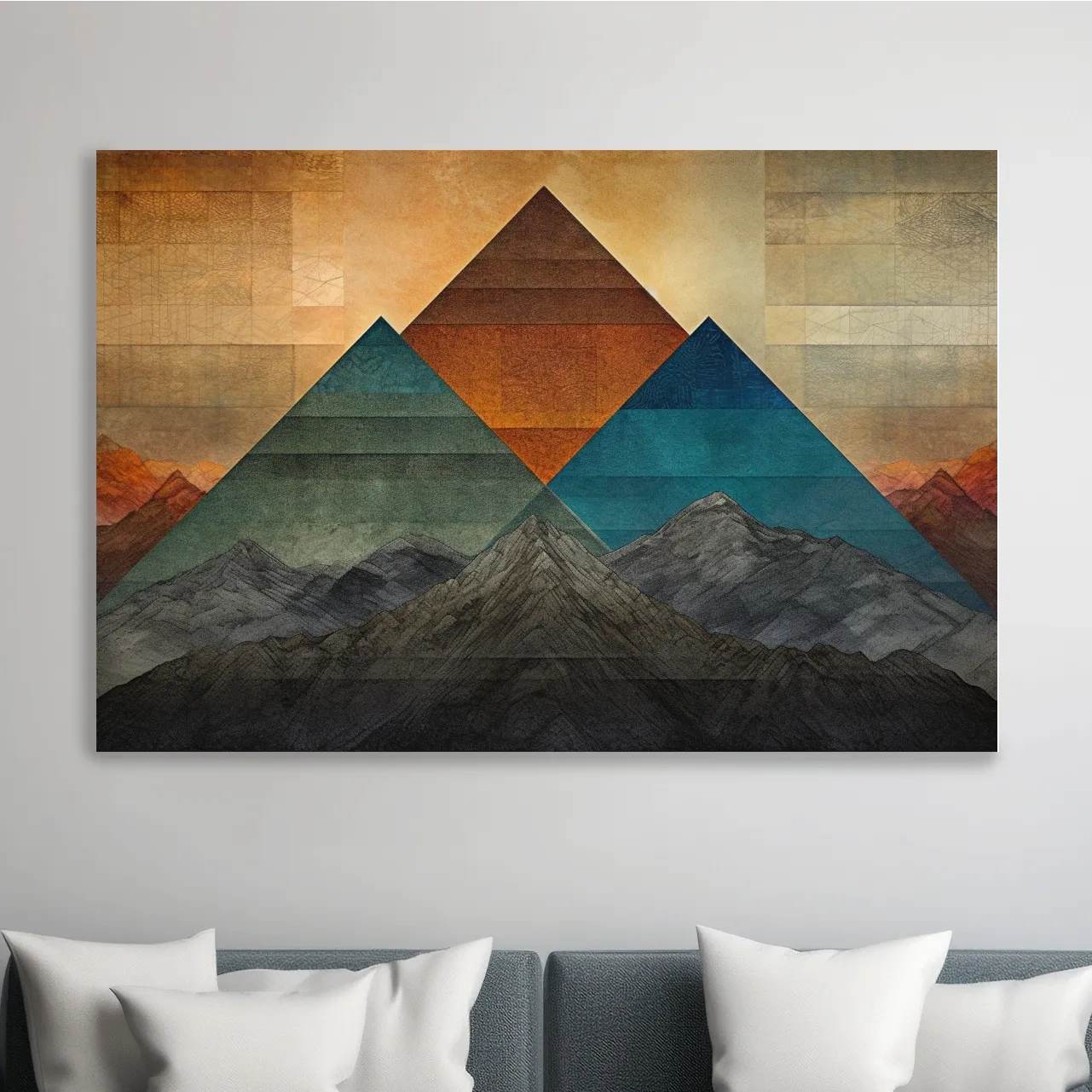 Abstract mountain art, triangular mountain shapes