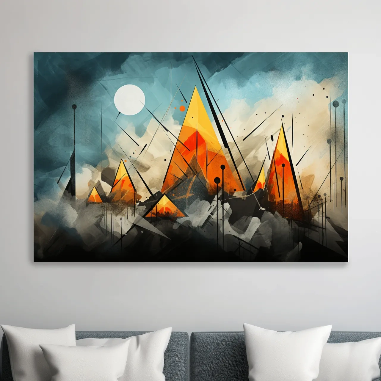 Energetic abstract mountain painting wall art