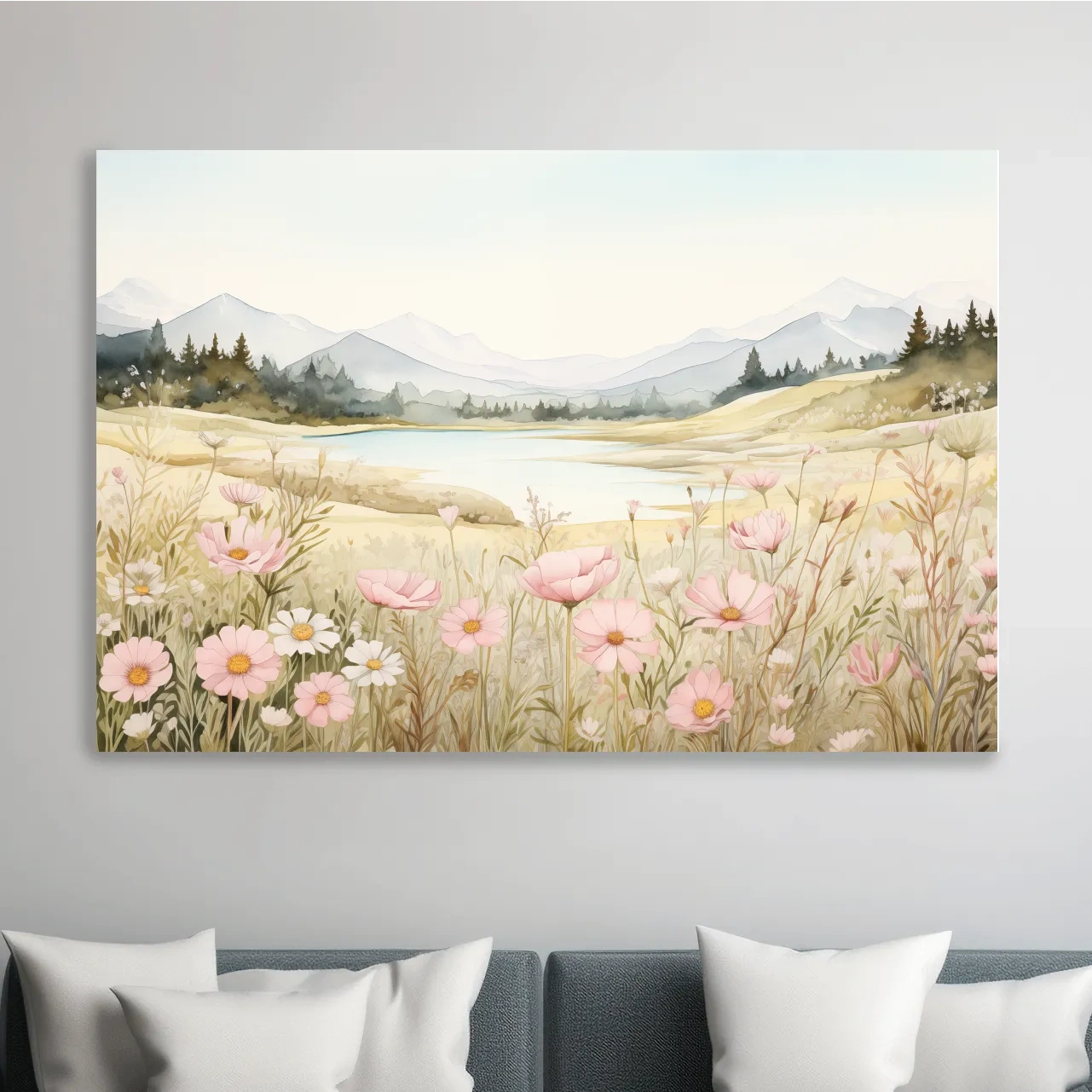 Watercolour painting of flowers in the alpine meadows