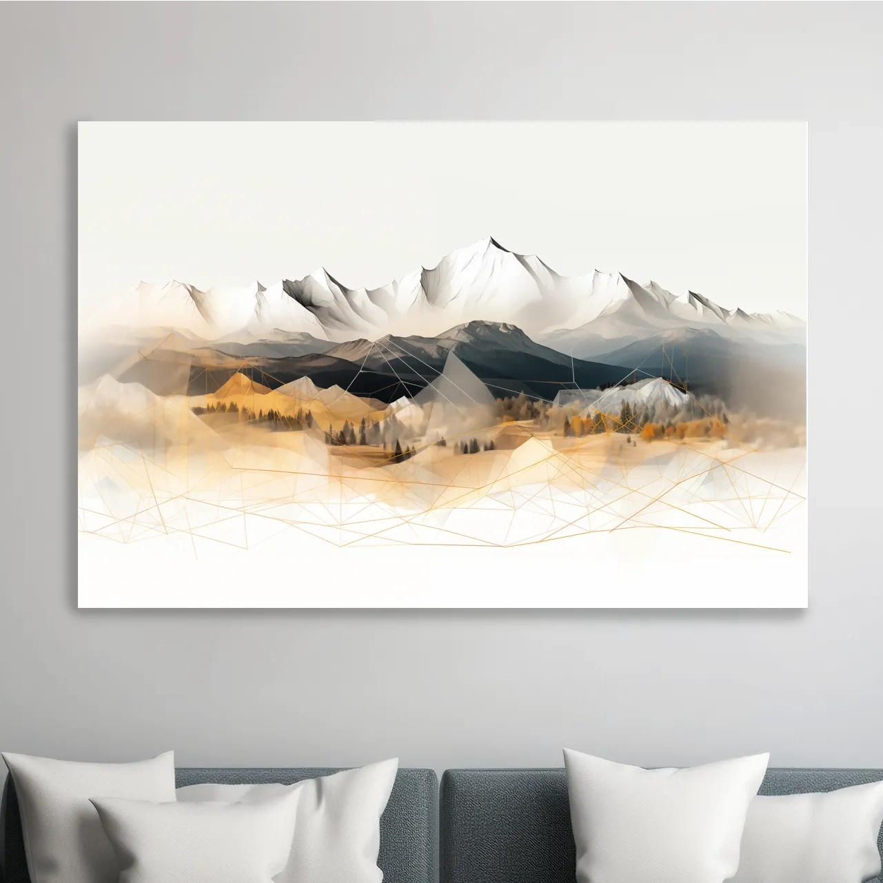 Abstract and geometric mountain wall art