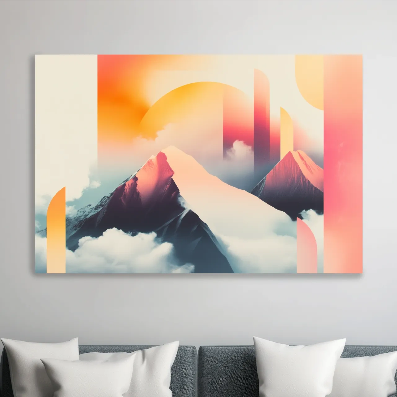 Abstract retro style mountain ski poster artwork
