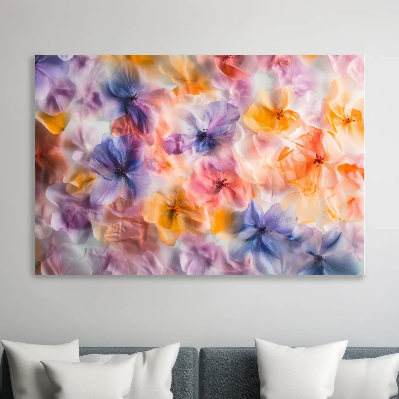 Colorful oshibana pressed flower artwork