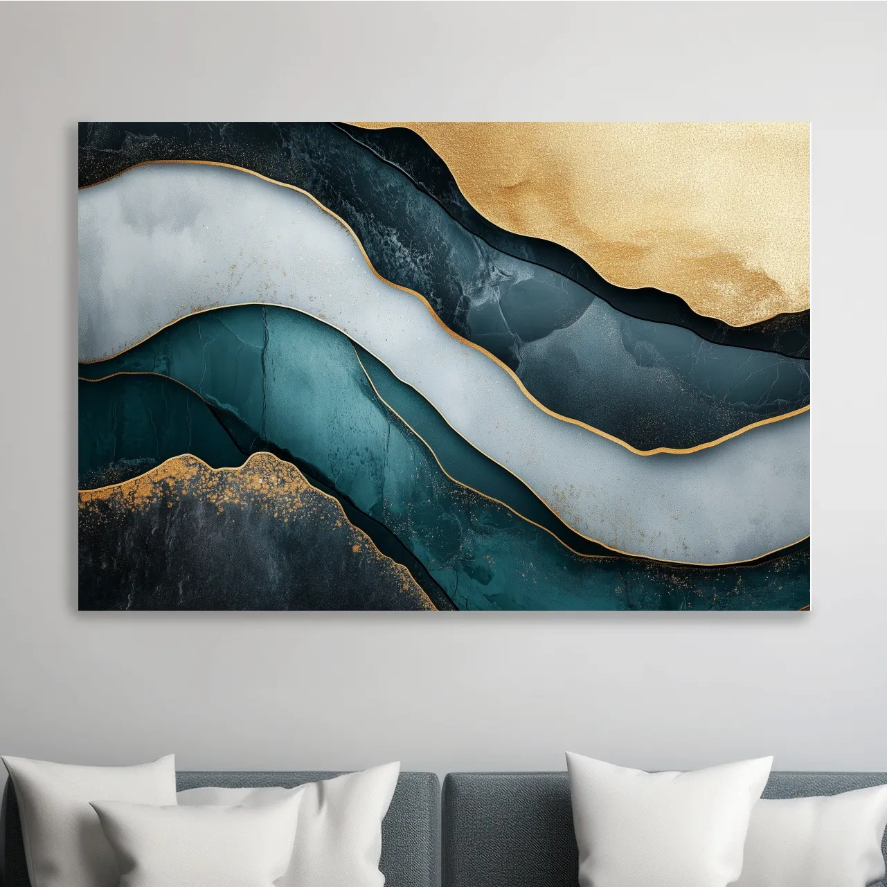 Elegant abstract mountain artwork, flowing textured 3D layer effect wall art