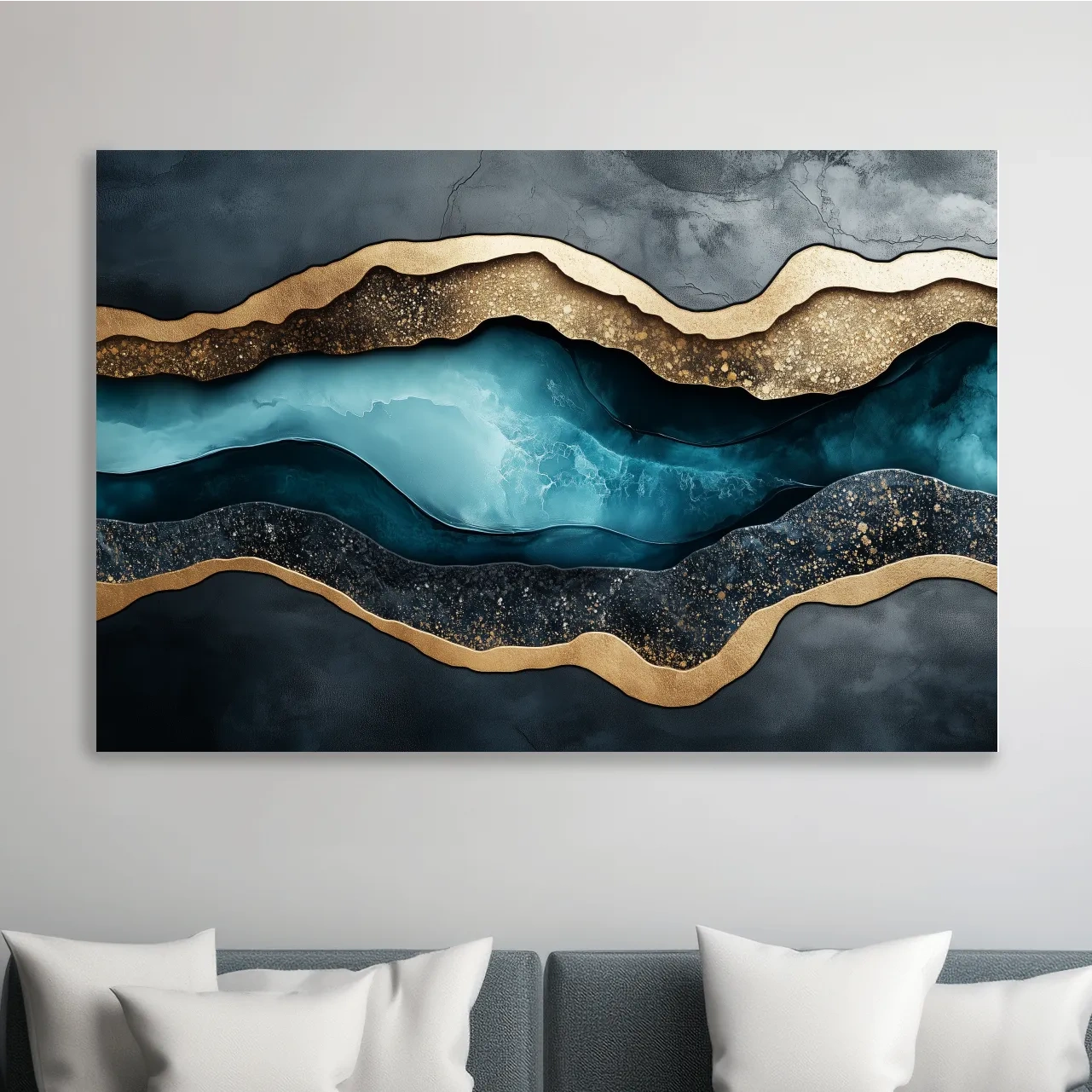 Modern abstract wall art, elegant 3D layered textured artwork representing natural elements
