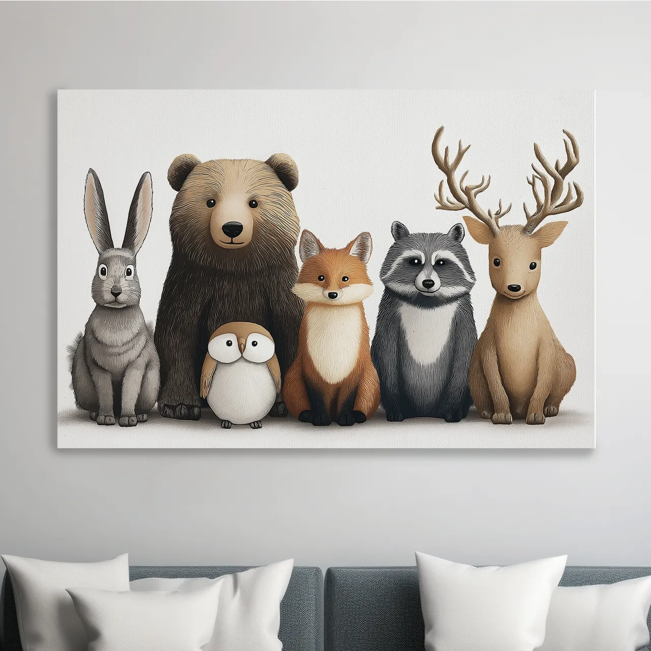 Adorable nursery woodland animals artwork, childrens room decor wall art